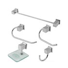 Kit Acessorios Banheiro Semi Luxo Square Inox Inox Polido