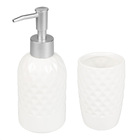 Kit Acessórios de Bancada para Banheiro 2 Peças Cerâmica Branco Colmeia Mix Bianchini