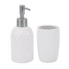 Kit Acessrios de Bancada para Banheiro 2 Peas Cermica Branco Colmeia Mix Bianchini