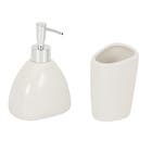 Kit Acessórios de Bancada para Banheiro 2 Peças Cerâmica Branco Mix Bianchini