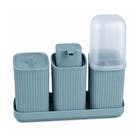 Kit Acessrios de Bancada 3 Peas para Banheiro Azul Usual Utilidades