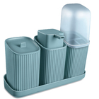Kit Acessórios de Bancada 3 Peças para Banheiro Azul Usual Utilidades