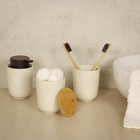 Kit Acessórios de Bancada para Banheiro 3 Peças Cerâmica Branco Osaka Marble Martiplast