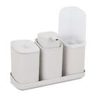 Kit Acessórios de Bancada 3 Peças para Banheiro Cinza Claro Usual Utilidades