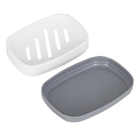 Kit Acessórios para Banheiro 3 Peças com Porta Sabonete Porta Objetos e Saboneteira Plástico Branco e Cinza Easy Sensea