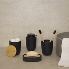 Kit Acessórios de Bancada para Banheiro 3 Peças Cerâmica Preto Osaka Marble Martiplast