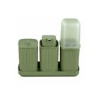 Kit Acessrios de Bancada 3 Peas para Banheiro Verde Usual Utilidades