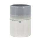 Kit Acessórios de Bancada para Banheiro 4 Peças Cerâmica Branco e Cinza Bab Sensea