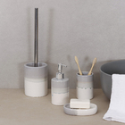 Kit Acessórios de Bancada para Banheiro 4 Peças Cerâmica Branco e Cinza Bab Sensea