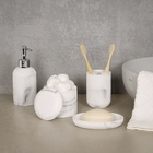 Kit Acessórios de Bancada para Banheiro 4 Peças Plástico Branco Samos Oikos