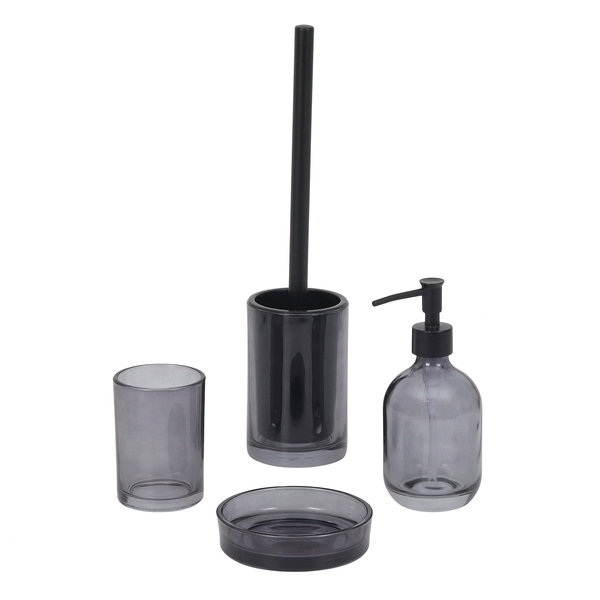 Kit Acessórios de Bancada para Banheiro 4 Peças Vidro Fumê Studio Sensea