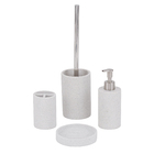 Kit Acessórios de Bancada para Banheiro 4 Peças Cerâmica Off White Milos Oikos