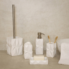 Kit Acessórios de Bancada para Banheiro 5 Peças Cerâmica Branco Diamond Importado