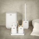 Kit Acessórios de Bancada para Banheiro 5 Peças Plástico Branco Mood Square Soft Goedert