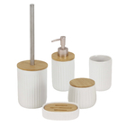 Kit Acessórios de Bancada para Banheiro 5 Peças Cerâmica Branco Syros Oikos