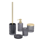 Kit Acessórios de Bancada para Banheiro 5 Peças Vidro Fumê Gatsby Sensea