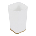 Kit Acessórios de Bancada para Banheiro 7 Peças Plástico e Madeira Branco Scandi Sensea