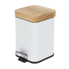 Kit Acessórios de Bancada para Banheiro 7 Peças Plástico e Madeira Branco Scandi Sensea