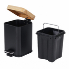 Kit Acessórios de Bancada para Banheiro 7 Peças Plástico e Madeira Preto Scandi Sensea