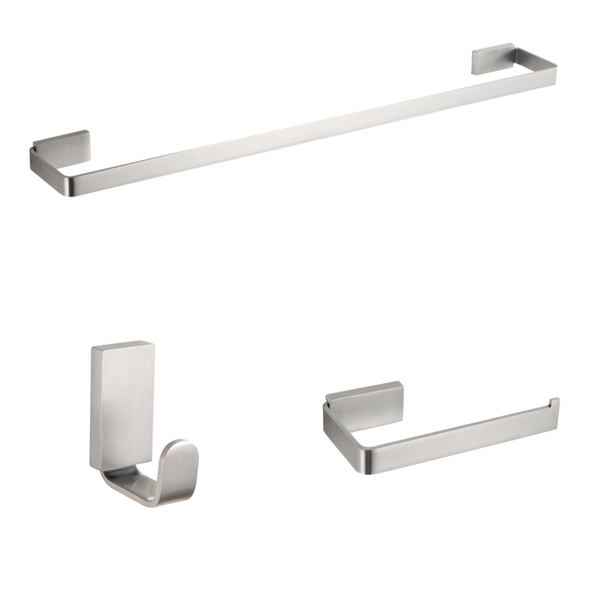 Kit Acessórios De Banheiro 3 Peças - Aço Inox Escovado