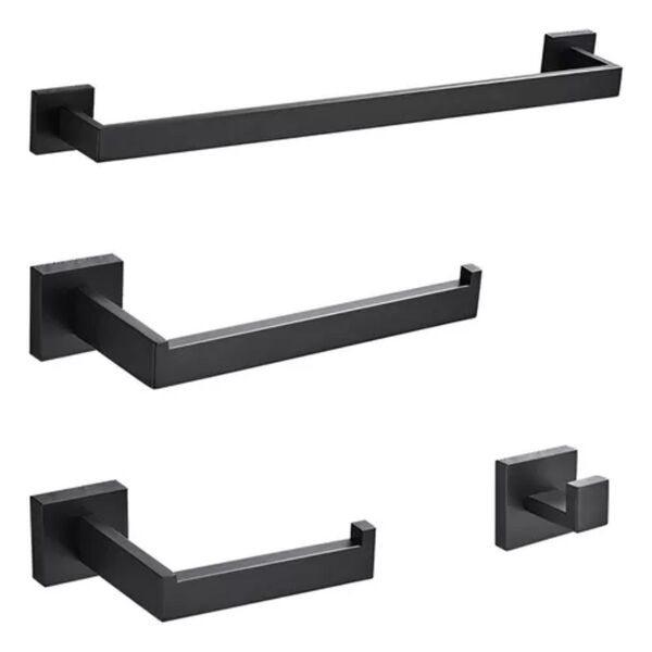 Kit Acessorios De Banheiro 4 Peças Preto Fosco Inox 304 Não E