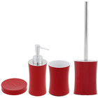 Kit Acessórios de Banheiro 4 Peças Aço Inox Stand Up Vermelho