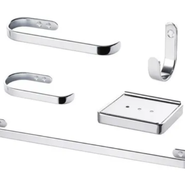Kit Acessórios De Banheiro 5 Peças - Cromado