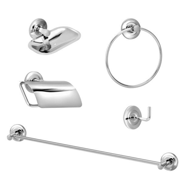 Kit Acessórios De Banheiro 5 Peças Metal E Inox Standard