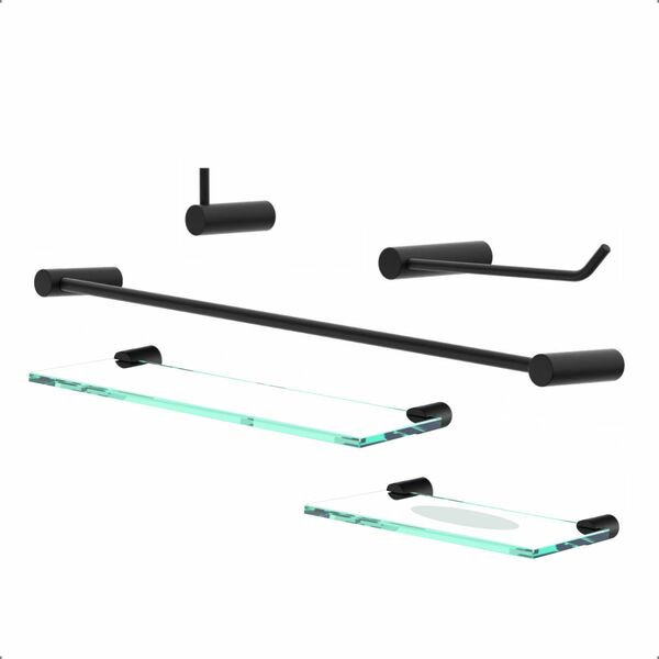 Kit Acessórios De Banheiro 5 Peças Preto 5 Peças 2110 Orion