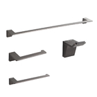 Kit Acessórios De Banheiro Cinza Escovado 4pçs Aço Inox Luxo