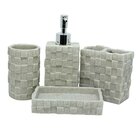 Kit Acessórios De Banheiro E Lavabo 4 Peças Resina Quadrado