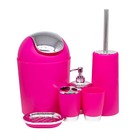 Kit Acessórios De Banheiro E Lavabo 6 Peças Com Lixeira  Rosa