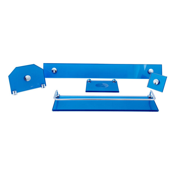 Kit Acessórios De Banheiro Em Vidro 8 Mm Colorido - Azul Mati