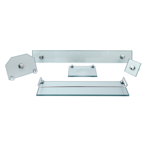 Kit Acessórios De Banheiro Em Vidro 8 Mm Colorido - Prata - R