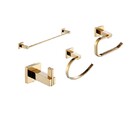 Kit Acessórios De Banheiro Lavabo 4 Peças Dourado Gold Luxo I