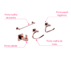 Kit Acessórios De Banheiro Lavabo 4 Peças Rose Gold Luxo IKAB