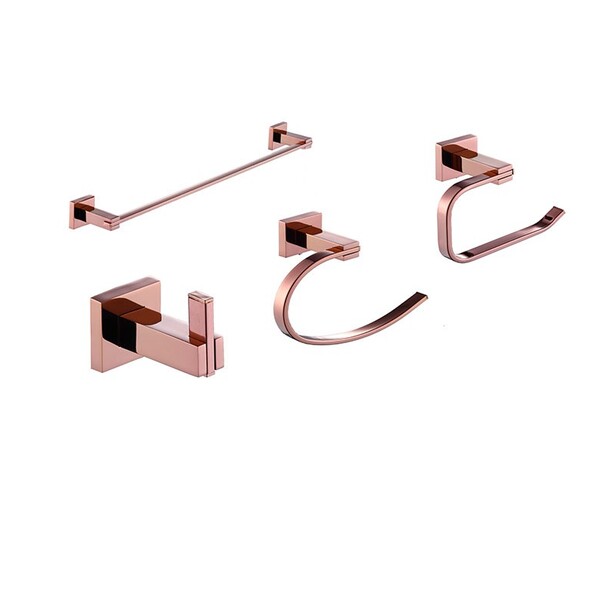 Kit Acessórios De Banheiro Lavabo 4 Peças Rose Gold Luxo IKAB