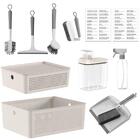 Kit Acessórios De Limpeza Flow Bege Caixa Organizadora Escova