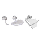 Kit Acessórios de Parede para Banheiro 3 Peças em Resina Termoplástica Transparente Rimini Aquaplas
