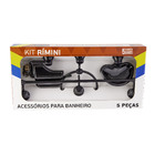 Kit Acessórios de Parede para Banheiro 5 Peças em Resina Termoplástica Preta Rimini Aquaplas