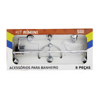 Kit Acessórios de Parede para Banheiro 5 Peças em Resina Termoplástica Transparente Rimini Aquaplas