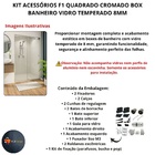 Kit Acessórios F1 Quadrado Cromado Box Banheiro Vidro Tempera