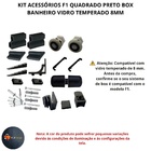 Kit Acessórios F1 Quadrado Preto Box Banheiro Vidro Temperado