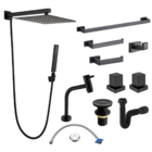 Kit Acessórios Lavatório Banheiro Completo Preto Luxo Metal