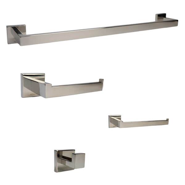 Kit Acessórios P/ Banheiro Quadrado Aço Inox Cromado 4 Peças