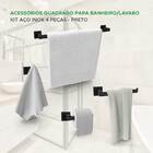 Kit Acessórios P/ Banheiro Quadrado Aço Inox Preto 4 Peças