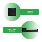 Kit Acessórios P/ Banheiro Quadrado Aço Inox Preto 4 Peças