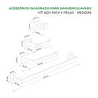 Kit Acessórios P/ Banheiro Quadrado Aço Inox Preto 4 Peças