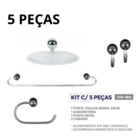 Kit Acessórios P/banheiro 5 Peças Alumínio Parede Estrela