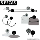 Kit Acessórios P/banheiro 5pçs Elegance Parede Preto Estrela